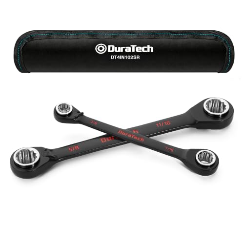 Image of DURATECH 4-in-1 Reversible Ratcheting Box Wrench Set, SAE, 2-Piece,black E-coating