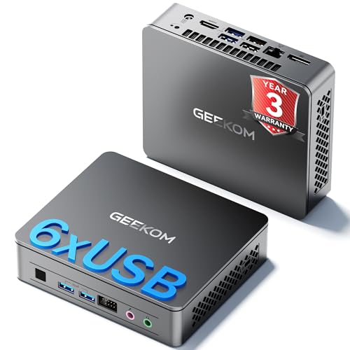 GEEKOM Air12 Lite Mini PC,with Intel 12th Gen Alder Lake N100 (Upgraded N95),8GB RAM 256GB NVMe PCIe M.2 SSD,6 USB Ports 9-Pin Mini Desktop Computer for Home/Business/Office N100,8+256GB
