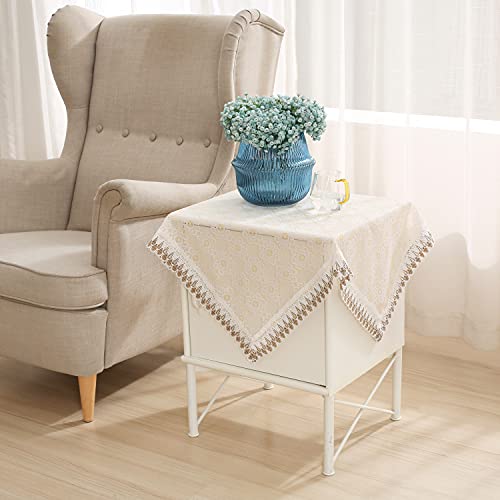 Bettop Square Tablecloth,Nightstand Tablecloth,Side Table Cover,Table Cloth For Bedside Table/ Nightstand/Night Table/Tea Table/End Table/Dressers,Table Dustcover Doilies For Furniture (Hollow Lace) #TOP3