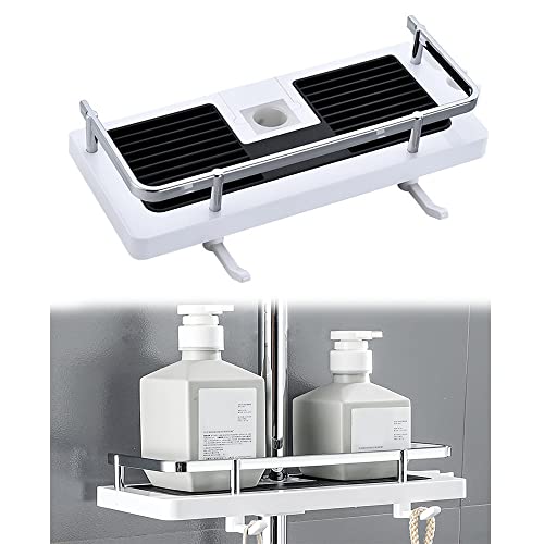 Kamndex Duschstangen-aufbewahrungsregal, Duschablage Ohne Bohren, Duschablage Für Duschstange, Shampoo Halterung Für Dusche Dusch Organizer Duschablage Für Duschstange Mit Haken Cover
