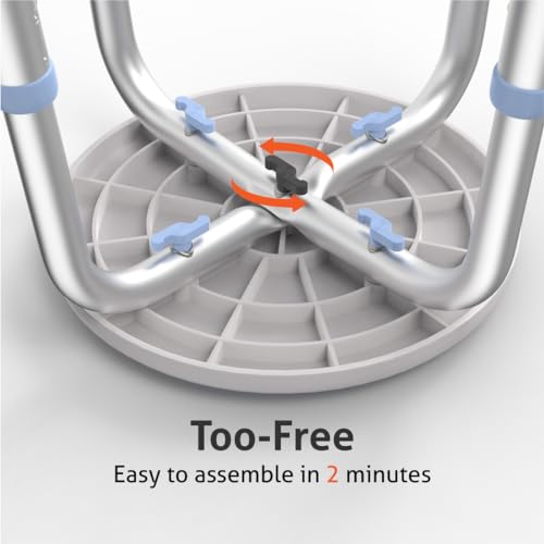Delog 360 Degree Rotating Shower Chair 300lb, Swivel Shower Stool for Inside Shower Tool Free Adjustable Shower Seat Tub Chair and Small Bathtub Seat Bench with Anti-Slip Rubber Tips - Thumbnail 6