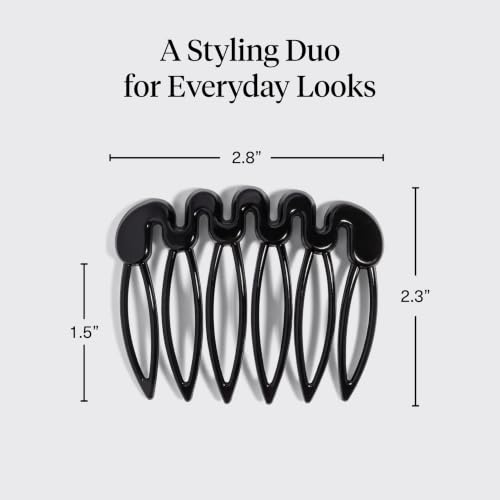 Kitsch French Hair Comb – French Side Comb, Hair Accessories for Women | Hair Combs Clips – French Comb Set for Sleek Styles – Styling Combs for Women and Updo Hair Accessories - 2 pc, Black - image 4