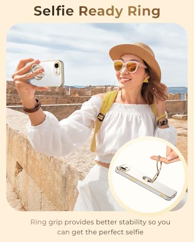 Coque iPhone 16E de luxe avec finitions or et béquille métallique robuste - 3