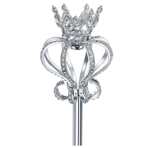 CiBiZi Festival Wands Fairy Princess Wands Silver Queen King Scepter Wands for Adults Pageant Role Play Wedding Halloween Prom