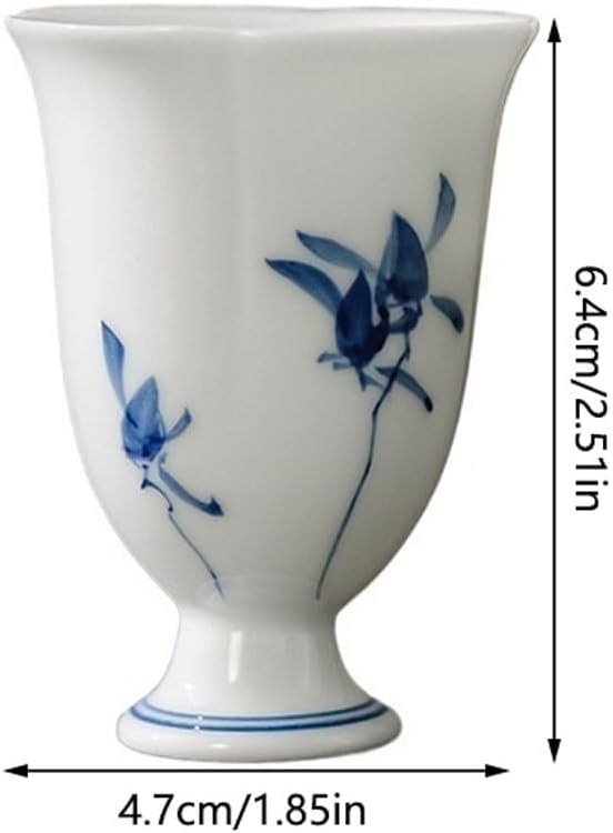 GSOUL Kungfu Tea cup Retro Hand-painted Phalaenopsis High-foot Teacup Men's Ceramic Kung Fu Tea Set Host Cup Home Office Drinking Small Tea Cups