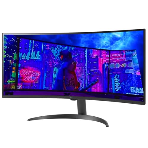 Image of LG 34 Inch WQHD (3440x1440) Curved Smart Monitor, 100Hz, HDR10, 99% sRGB, webOS 23, Screen Share, Built-in Speakers, AirPlay 2, Flicker Free, Includes Wireless Screen Mirroring, HDMI, USB-A,Black