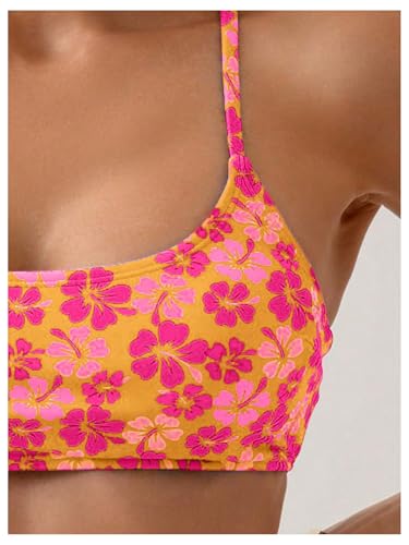 SweatyRocks Women's Floral Print Bikini Set High Cut Boho Swimsuit Two Piece Bathing Suit4