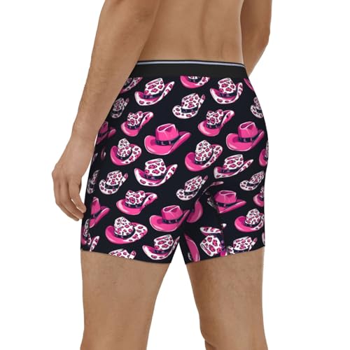Mens Underwear, Cow Pink Cowboy Hat Print Boxers for Men, Soft Moisture-Wicking Breathable Boxer Briefs4