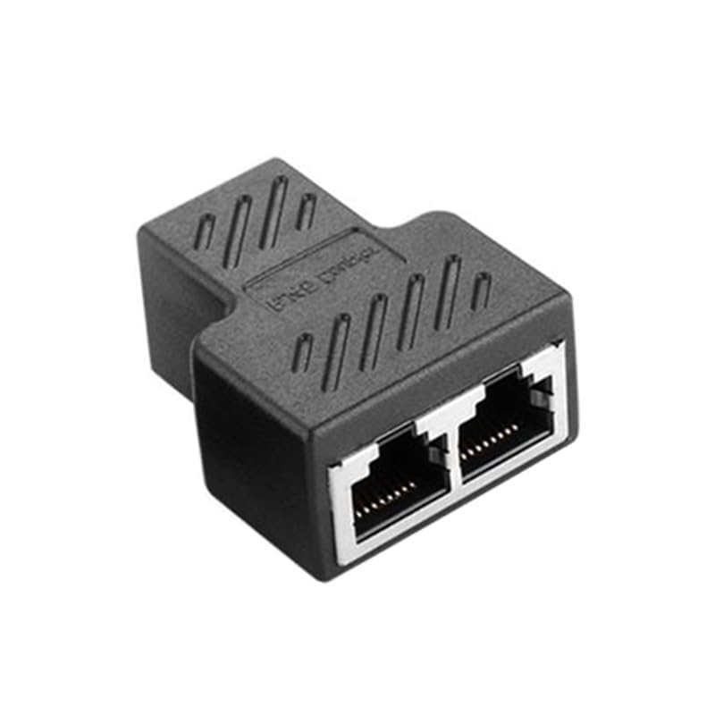 Image of RJ45 Ethernet Cable Splitter Network Adapter, 1 Female to 2 Female LAN Ethernet LAN Network Extension Splitter Cable for Cat 5, Cat5e, Cat 6,Black 1 Pack