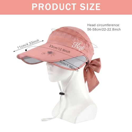 Image of SANNIDHI Summer Caps for Women Wide Brim Visor Sun Hats for Women, Golf Cap with Retractable Side Brim for UV Protection, Breathable Quick Drying Outdoor Hat for Tennis Biking