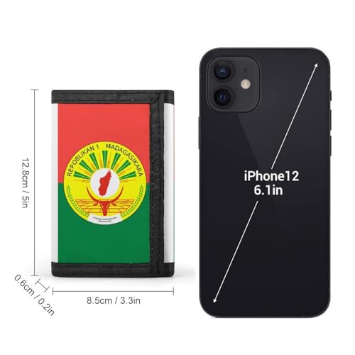 Flag of Madagascar National Emblem Trifold Wallets for Men Women Ultra Thin Card Holder Purse with Zip Coin Pocket2