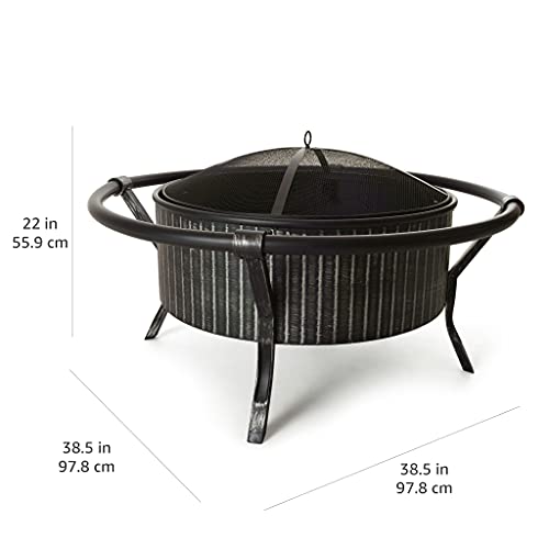 Amazon Basics Round Fire Pit - 39-Inch, Brushed Pewter #TOP5