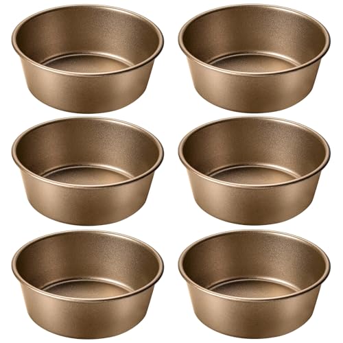 Yomvzake Air Fryer Jumbo Muffin Pan, Egg Cupcake Pan 4 Inch Air Fryer Hamburger Bun Mold, 6 Pack Non-Stick Egg Baking Pan Individual Pazookie Mini Cake Pans for Baking