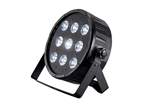 Monoprice 9 x 10-Watt Quad LED Flat Par Stage Wash Light (RGBW) Black, 8-Channel DMX Option - Stage Right Series