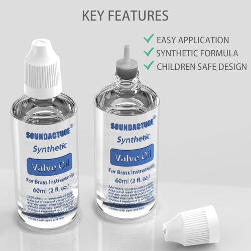 image for SOUNDACTURE 2PCS 2oz Brass Valve Oil for Trumpet, Trombone, Tuba & Bar