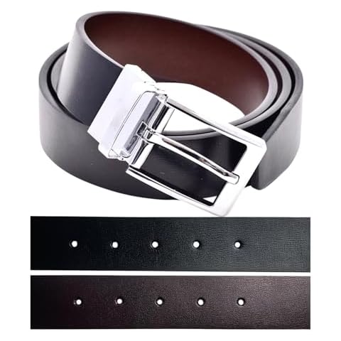 Men's Reversible Leather Belt - Brown/Black Cover