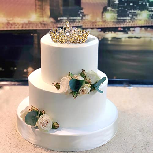 Crown Cake Topper Crystal Quinceanera Crown Princess Tiara For Women And Girls Decoration For Wedding Birthday Baby Shower Bride Hair Accessories (Gold) #TOP3