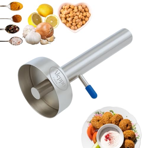 Falafel Maker Press Stainless Steel Syrian Type With Hole (Donut Shape) Premium Quality Kitchen Tool Meatball Mold Scoop Smooth Handle With Rubber Cap (Medium Donut 2.3