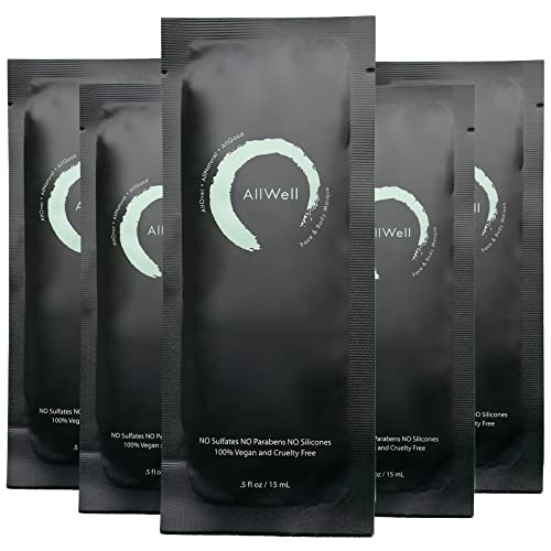 AllWell Beauty | Moisturizing Exfoliating Botanical Radiant Face and Body Mask | With Red Maple, Safflower, & Lavender | Made in the USA | Vegan, Cruelty-Free | 5 Count, 0.5 Fl. Oz. Travel Packs