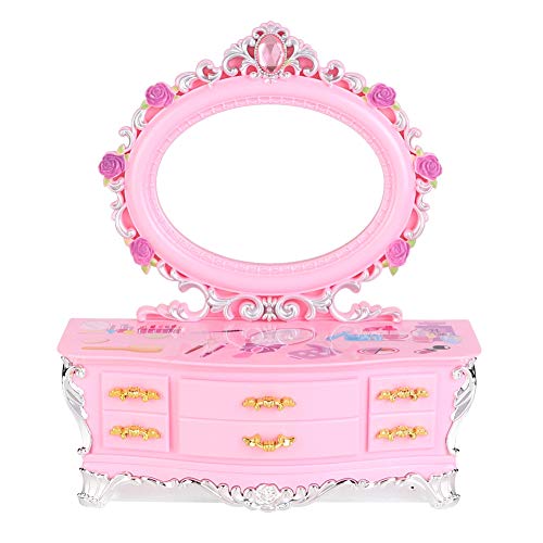Preisvergleich Produktbild Jarchii Spieluhr, Exquisite Spieluhr Ornament Rosa Schmuck Aufbewahrungskoffer Wunderbares Geschenk mit Schminkspiegel Schmuck Aufbewahrung