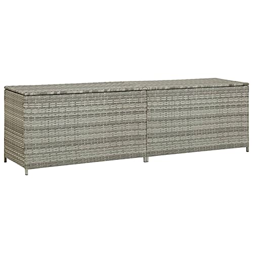 Caja de almacenaje de jardín, Yumeng Arcon Exterior, Baul Almacenaje Exterior, Baul Jardin, Arcón Exterior Jardin, ratán sintético Gris 200x50x60 cm