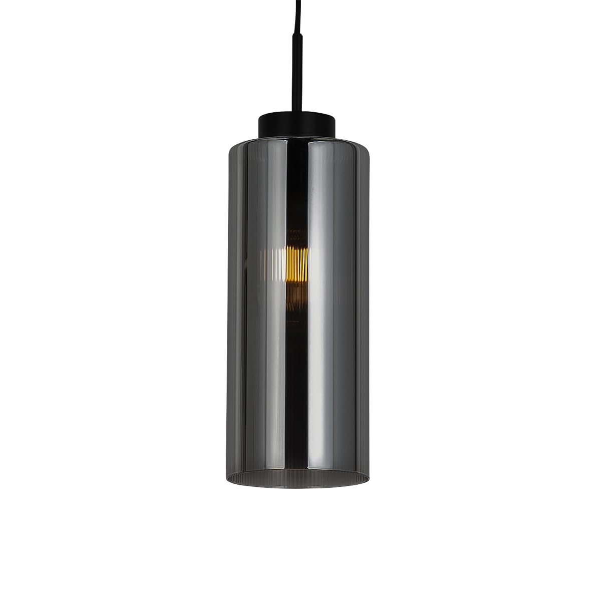 Qazqa Black - Art Deco Pendant Light Ceiling With Smoke Glass - Laura - Art Deco - Suitable For Led E27 | 1 Light - Glass Pendant Light - Suitable For Living Room I Kitchen I
