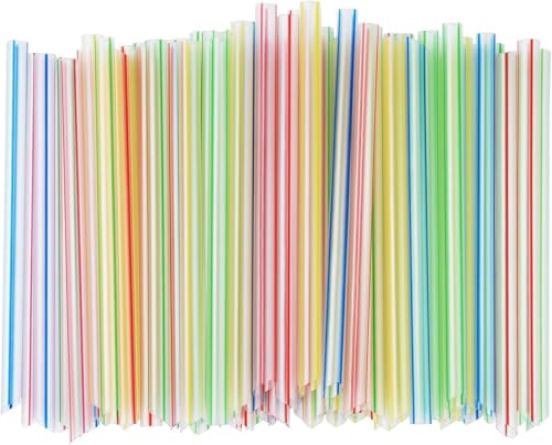Pitillos Boba Clear con Raya de Color 8" x 1/2" miniatura 2