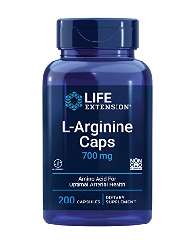 Life Extension L-Arginina Caps 700 mg promueve la salud arterial - Sin gluten - Sin OMG - 200 cápsulas