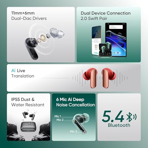 Image of Real Me Buds Air 7 Pro Buds with Ai Live Translation,11mm+6mm Dual-dac Driver,48 Hrs Playtime,53 dB ANC,LHDC,45Ms Low Latency,360 Spatial Audio,IP55,BT 5.4 TWS for Apple & Android (Glory Beige)
