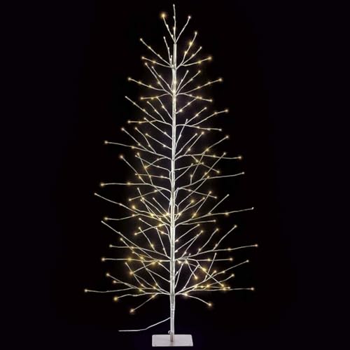 Gruppo Maruccia - Albero Natalizio Luminoso Argento con 232 Luci Led Bianco Caldo - Artificiale, Stilizzato - Altezza 1,8 Metri - 107 Rami