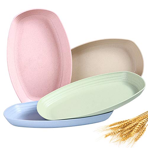 11 inch Wheat Straw Dinner Plates - Microwave Safe Lunch Plates Reusable Eco-friendly BPA Free Lightweight Degradable Unbreakable Dirt-resistant Easy Clean