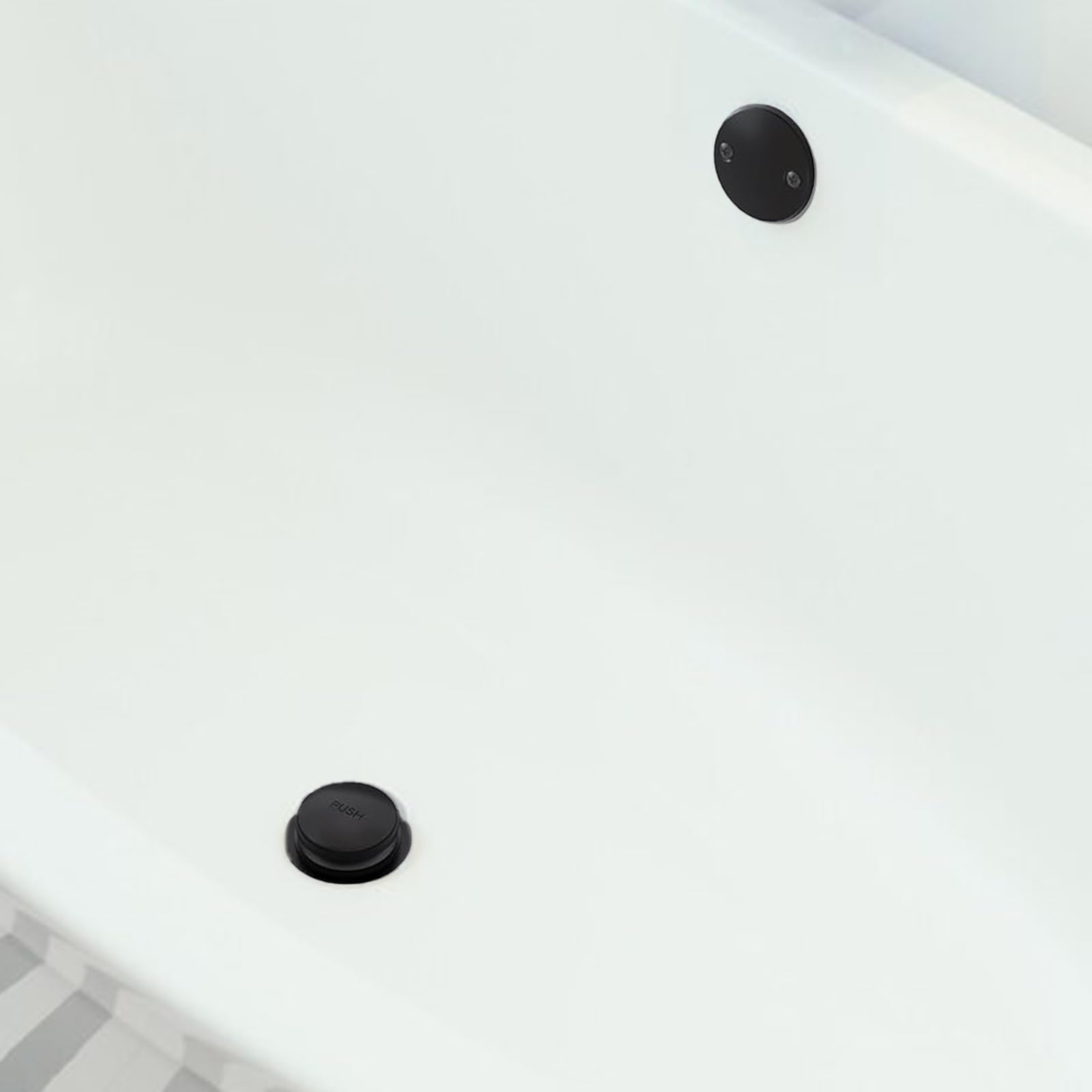 Bonde de baignoire noire mate universelle : solution anti-fuite avec plaque à 2 trous