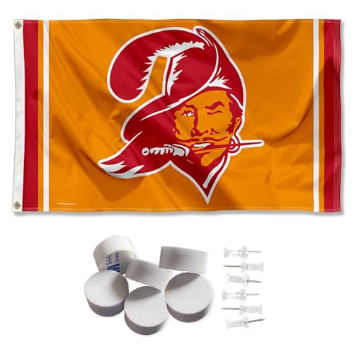 Tampa Bay Buccaneers Throwback Vintage Retro Banner and Tapestry Wall Tack Pads