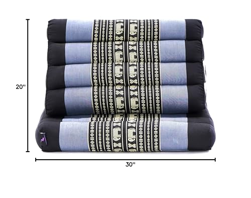 Image of Leewadee 1-Fold Mat with Triangle Cushion - Comfortable TV Pillow, Foldable Mattress with Cushion Made of Kapok, 30 x 20 inches, Blue