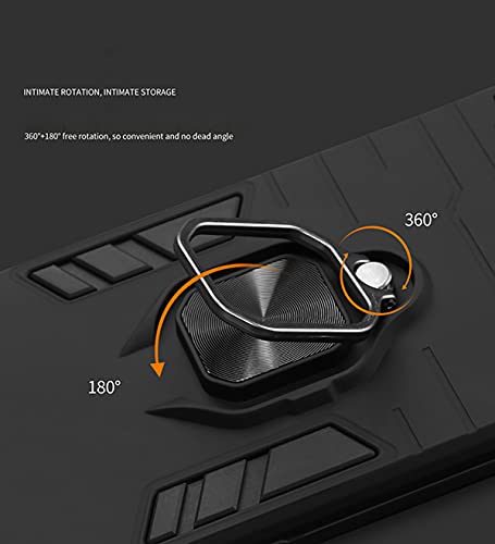 Image of Pikkme D5 Tough Armor Bumper Back Cover Case for Vivo Y91i |Ring Holder & Kickstand in-Built (Black)