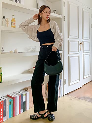 Floerns Women's Pointelle Knit Open Front Cardigan Sweater Long Sleeve Cropped Bolero Shrug4