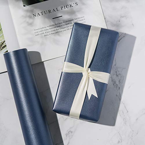 Image of RUSPEPA Navy Blue Matte Wrapping Paper - Solid Color Pearly - lustre Paper Perfect for Wedding, Birthday, Christmas, Baby Shower -17 Inches X 32.8 Feet