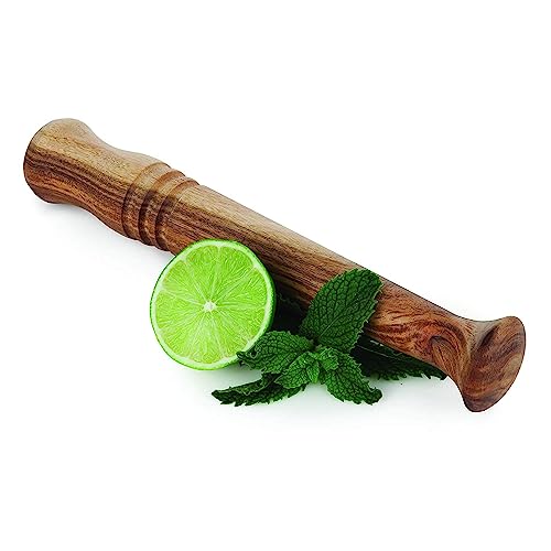 IBLAY Sheesham Wooden Muddler Bar Tool, 10 - Inch Hardwood Mojito Muddler with Flat Head, Commercial Grade Cocktail Drink Muddlers, Bar Accessories: 1 Pc.