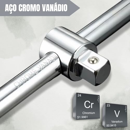 Soquete Junta Universal Cabo Força T 1/2 Pol Encaixe Canhão Pito Cachimbo Aço CRV Resistente Pratead