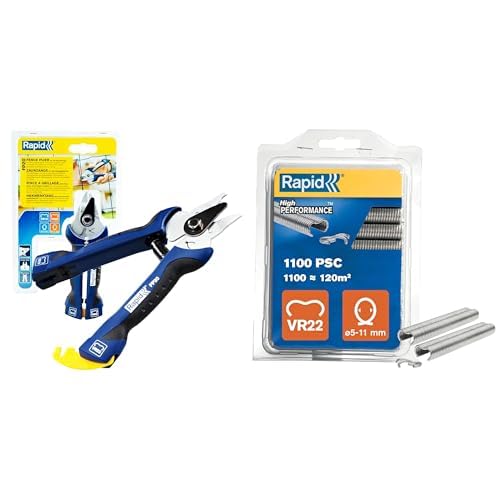Rapid F20 - Pince à Grillage pour Agrafes à Grillage VR16 2-8 mm et VR22 5-11 mm & VR22 - Agrafes à Grillage en Acier Galvanisé, Compatible avec les...