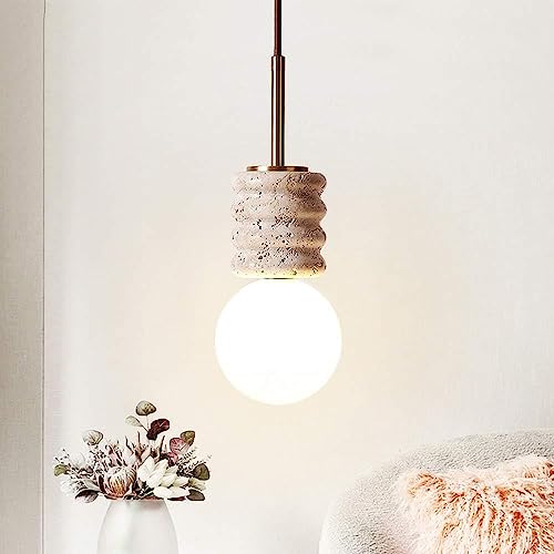 Suspension travertin beige mini abat-jour de plafond ajustable pour ilot de cuisine design - 2