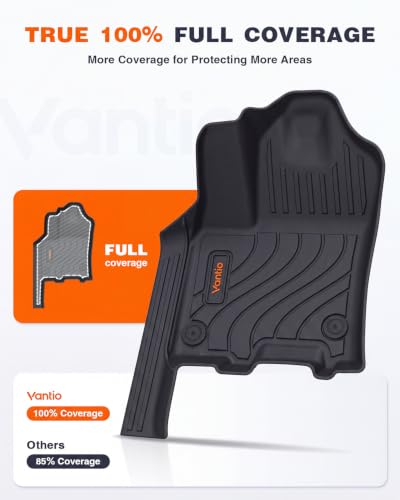 Image of Floor Mats for Ram 1500 2025 2026 2027 Crew Cab Without Rear Under-Seat Storage Fit Bucket Seat (Not for Quad Cab&Bench Seats), All Weather TPE Custom Fit Floor Liners 1st & 2nd Row, Black