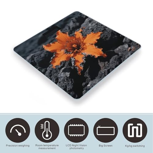 Báscula de baño digital Orange Flowers con vidrio templado miniatura 3