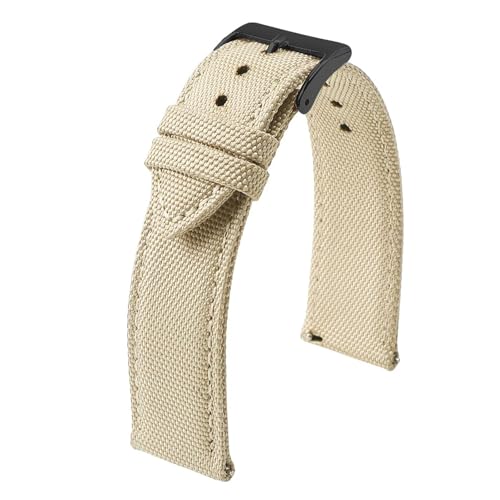 防水セイルクロスウォッチストラップ 両面ナイロン 18mm 19mm 20mm 22mm 24mm ウォッチバンド クイックリリース スポーツ リストバンド ベルト 男性用(BEIGE 2,18mm)