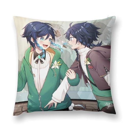 クッションカバー 原神 ウェンティの二子抱き枕カバー 可愛い 座布団カバー おしゃれ 装飾枕カバー 人気 ゲーム アニメ柄 萌え 着脱簡単 さらさら肌触り 柔らかい 両面写真 プレゼント18 "x18 "
