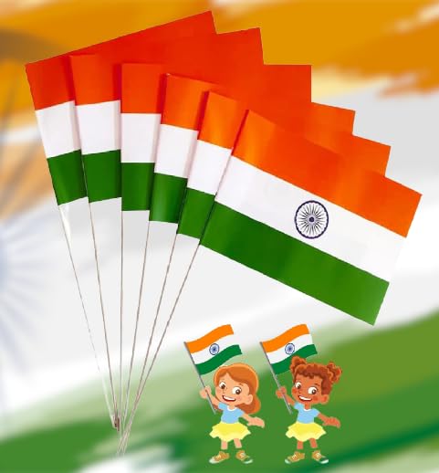Prime Combo Of 6 Pcs Small Size India Hand Waving Flag/Indian Tiranga Trilcolor Paper Flags with Stick for Independence Day Republic Day Celebration Pack Of 1 (B0CD3S4YRG) Amazon Price History, Amazon Price Tracker