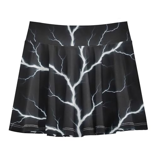 Toddler Athletic Shorts for Girls Skorts Toddlers Tennis Skirts Cheer Skirt White Branching Lightning Black 4t