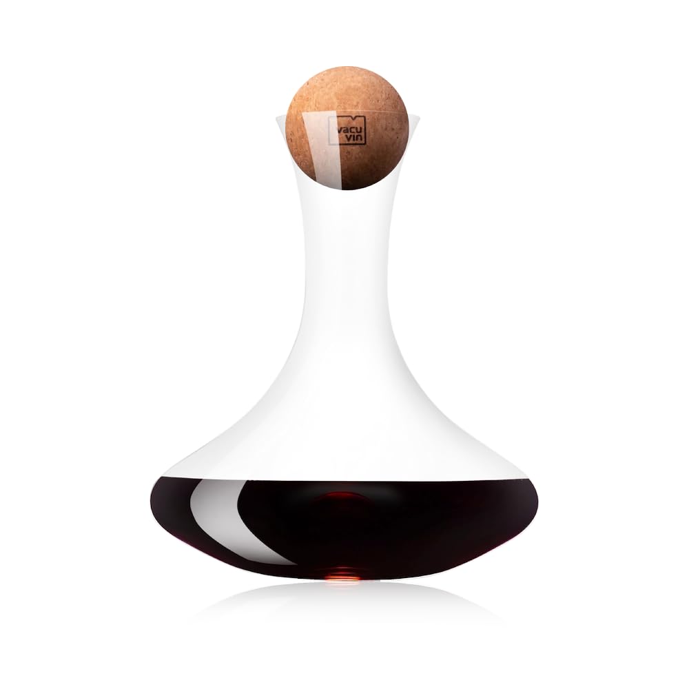 Vacu Vin Wine Decanter | Crystal Glass Carafe + Cork Stopper