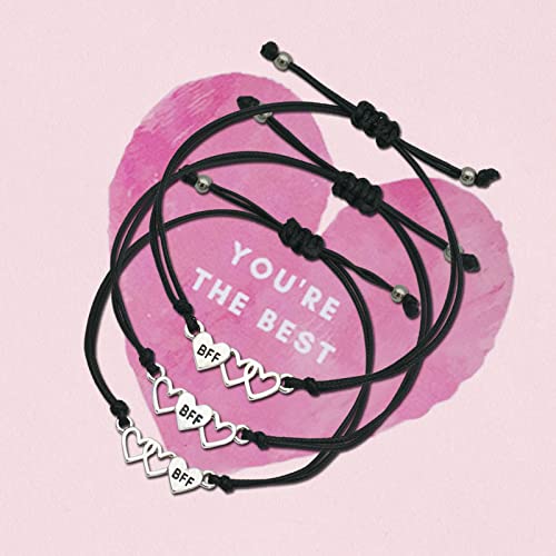 Adjustable size and beautiful bracelet,best friend gift for women(Silver Heart for 3)4