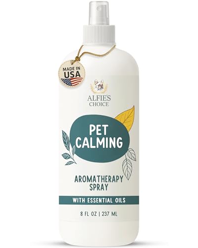ALFIE'S CHOICE Pet Calming Aromatherapy Spray | 8 fl oz | for Cats & Dogs | Water Based Botanical Mist with Lavender, Ylang Ylang & Valerian | Promotes Calm and Relaxed Environment